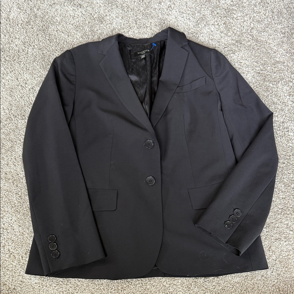 Talbots Black Textured Blazer 12 Petite